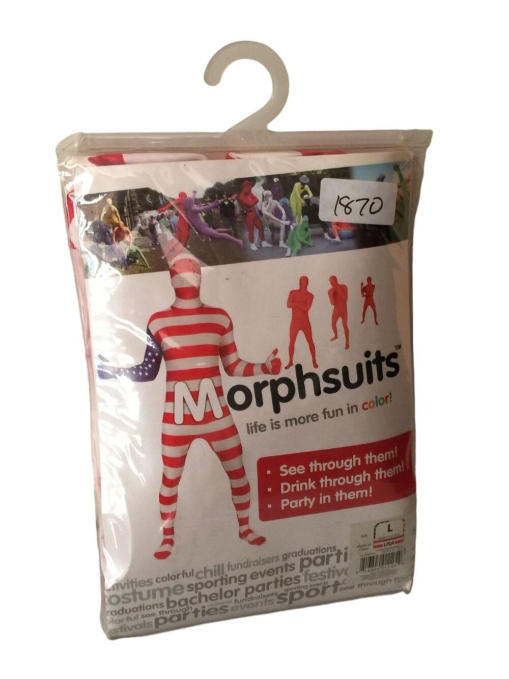 MORPHSUITS Patriotic Red White Blue Size Large Height 5’4”-5’10”
